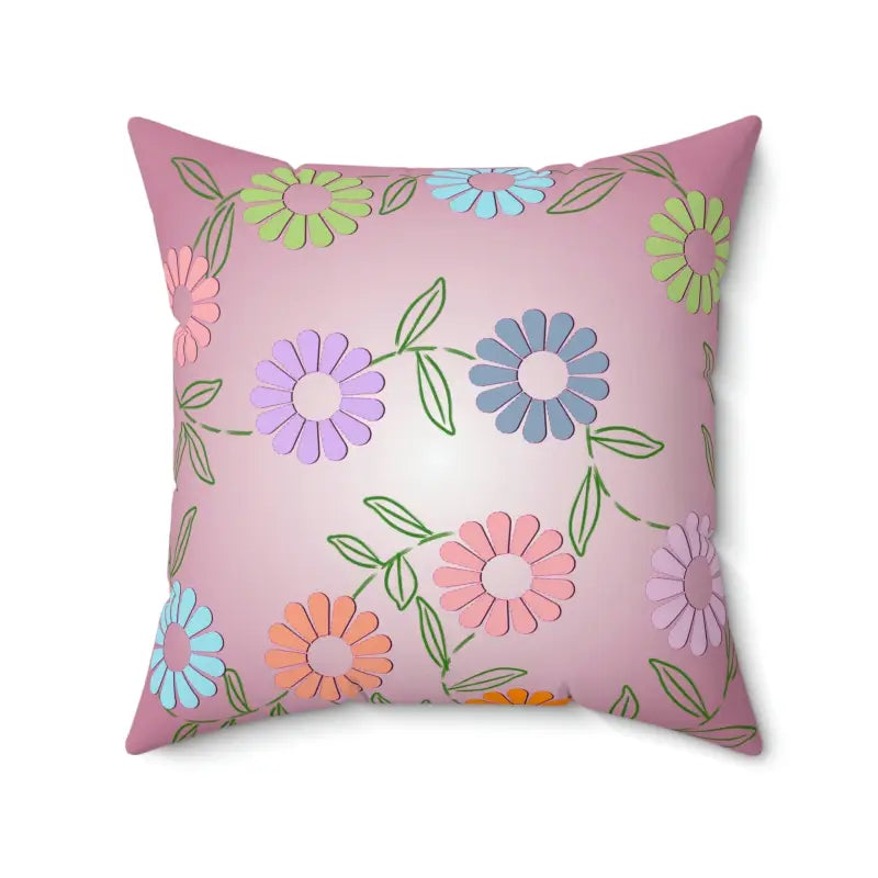 Square Pillows for Modern Home DecorBloom with Colorful Flowers Polyester Square Pillow