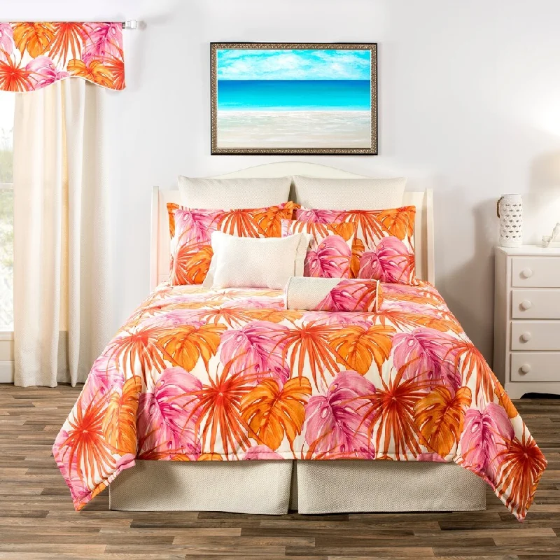 Duck down comforters with a softer feel and good warmth retentionSouth Beach Tropical leaves comforter set