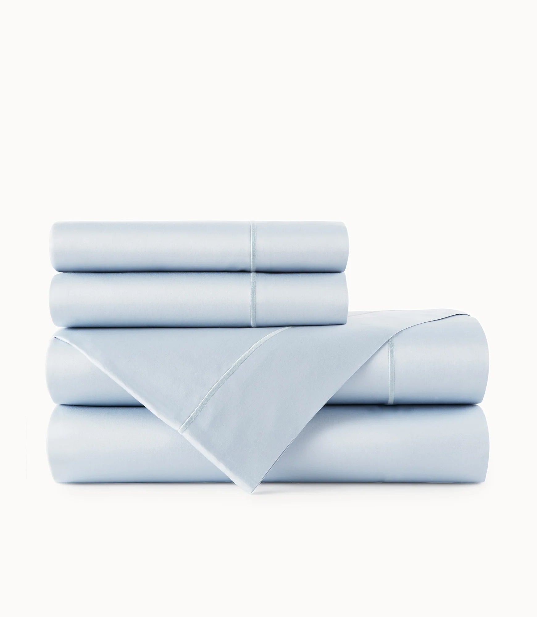 Polyester - Cotton Blend Sheets for Durability and ComfortPeacock Alley Soprano Sateen Sheet Set in Barely Blue