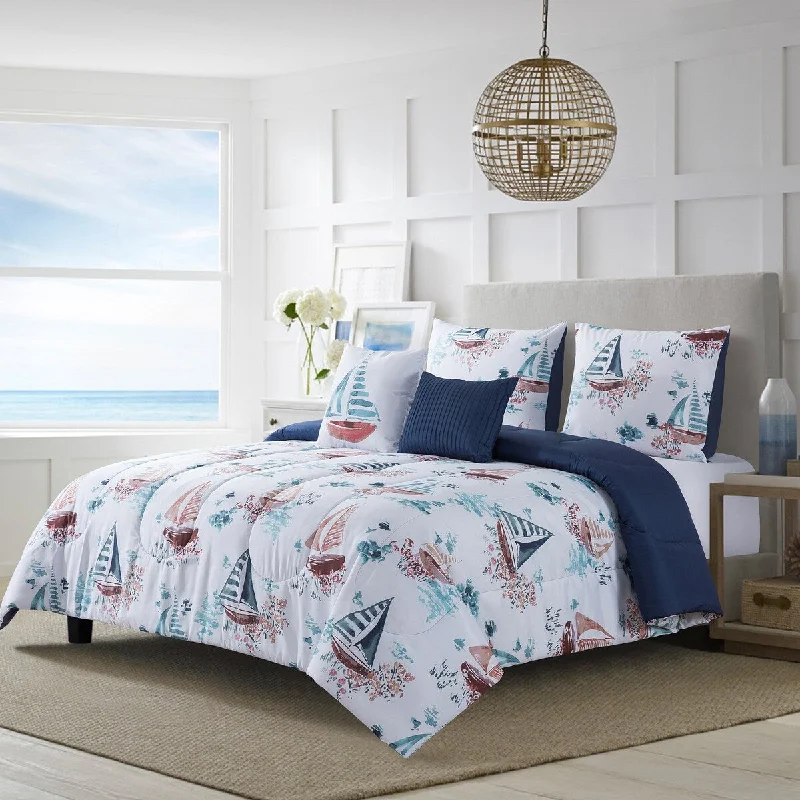 Duck down comforters with a softer feel and good warmth retentionSail Away 5-Piece Comforter Set