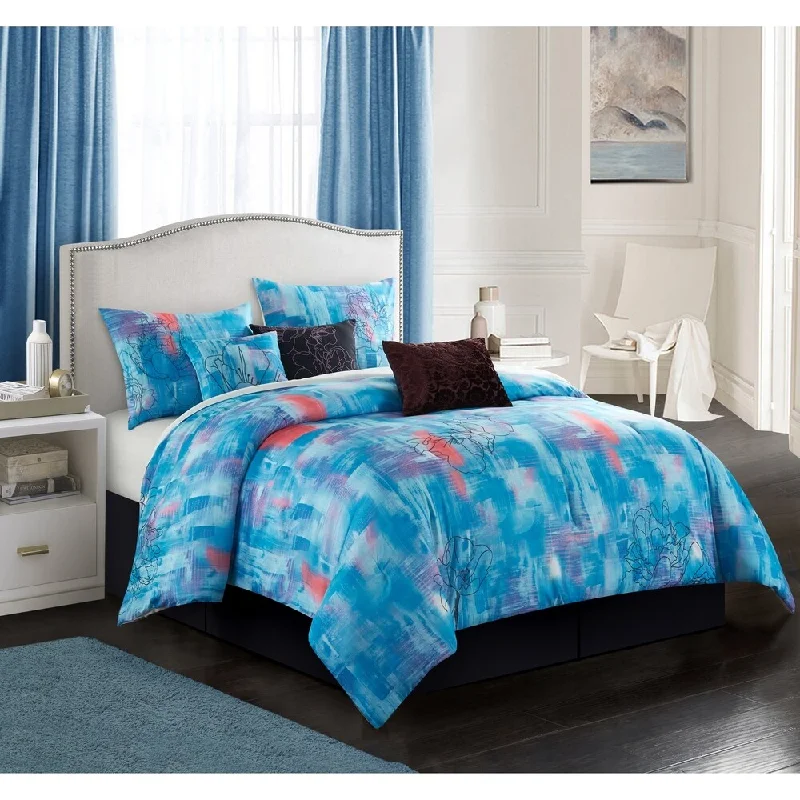 Down - filled comforters for supreme warmth and lightnessNanshing Amary 7 Piece Watercolor Floral Comforter Set