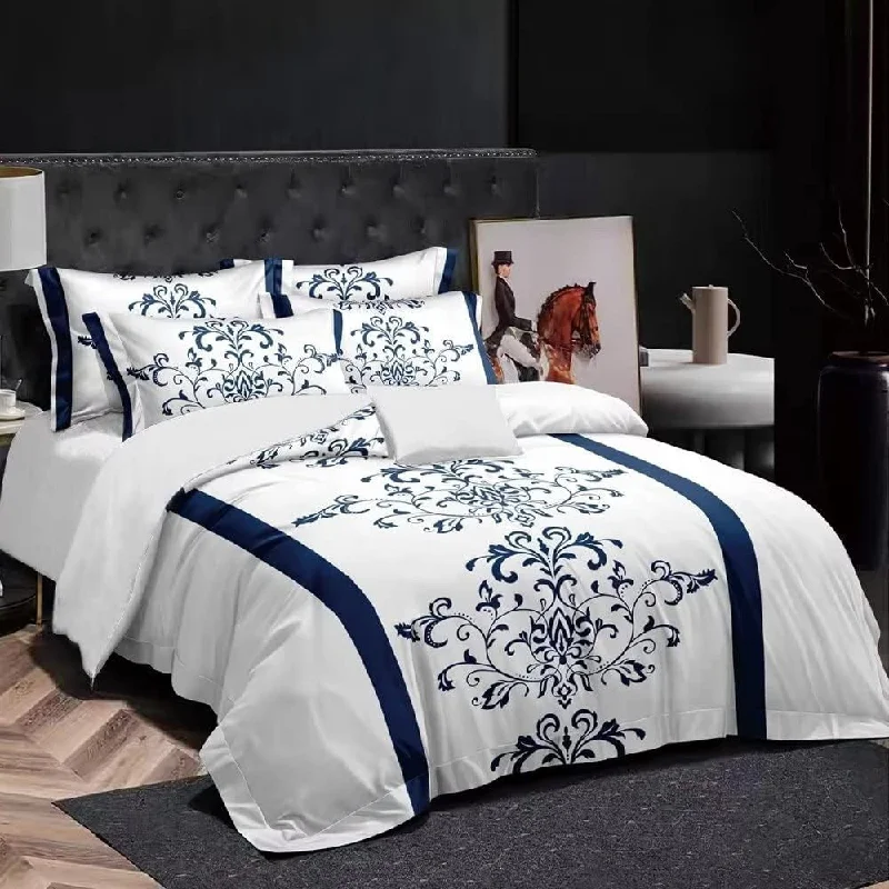 King - size comforters to fit large king - sized beds perfectlyWellco Twin Comforter Set - 2 Pieces All Season Bed Set Soft Polyester Vintage Bedding Comforters- Leaves, Navy&White