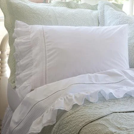 Wrinkle - Free Polyester Sheets for a Low - Maintenance BedTaylor Linens Prairie Crochet Sheet Set