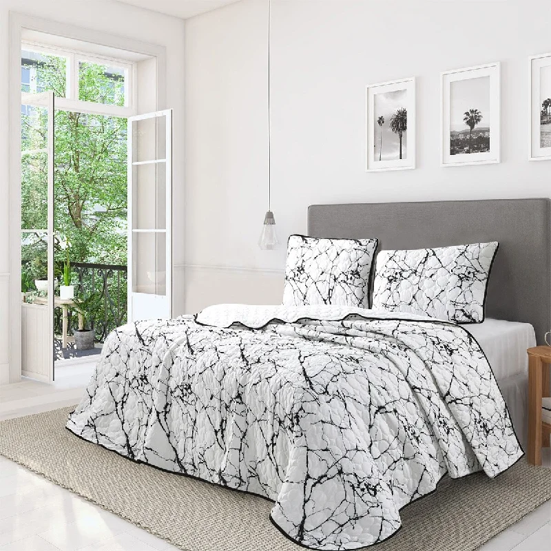 Silk - filled comforters for a luxurious and smooth touchWellco Bedding Comforter Set Bed In A Bag - 3 Piece Bedding Sets - Oversized Bedroom Comforters, Marbling