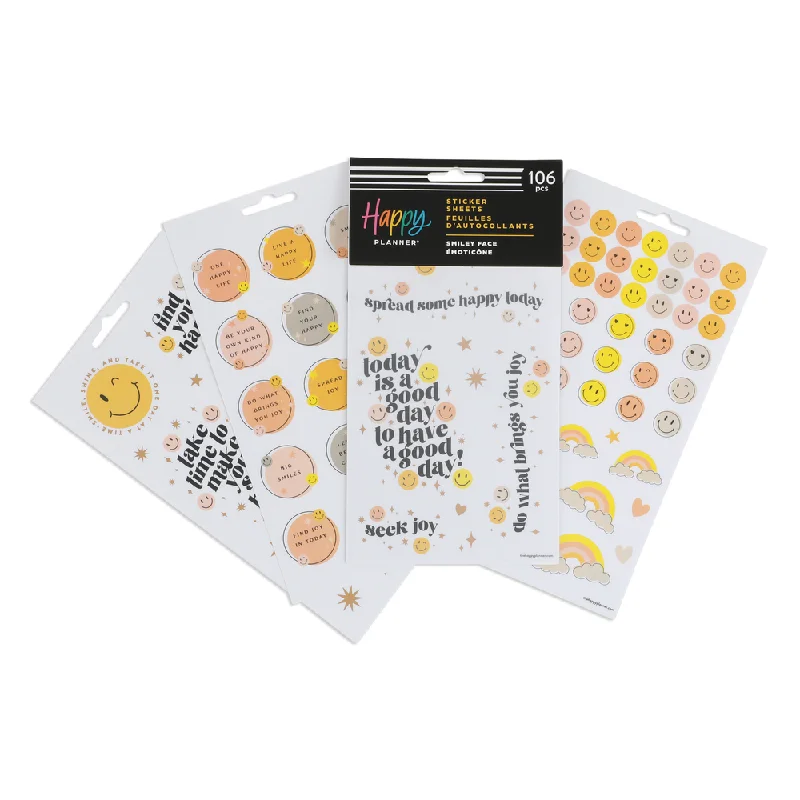 Anti - Pill Microfiber Sheets for a Smooth AppearanceSmiley Face - 5 Sticker Sheets