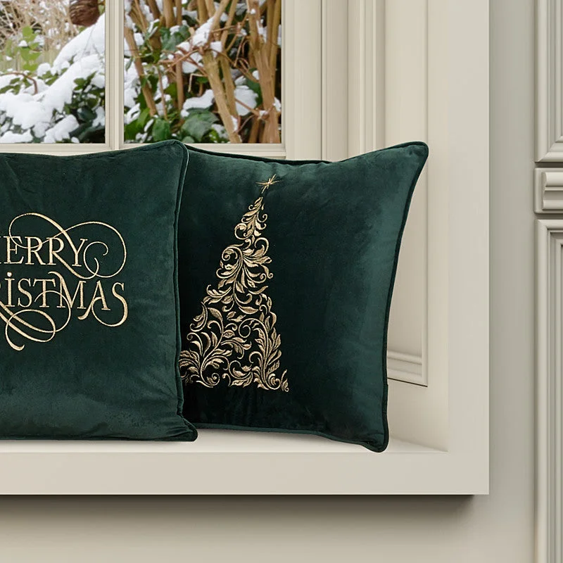 Square Pillows for Modern Home DecorScroll Christmas Tree 18" Square Decorative Throw Pillow