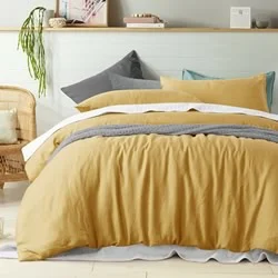 Twin - Size Sheet Sets with a Pillow ProtectorOchre Linen Sheet Set