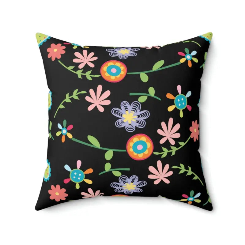 Velvet Pillows for a Touch of EleganceBold Floral Black Spun Polyester Pillow for Cozy Vibes