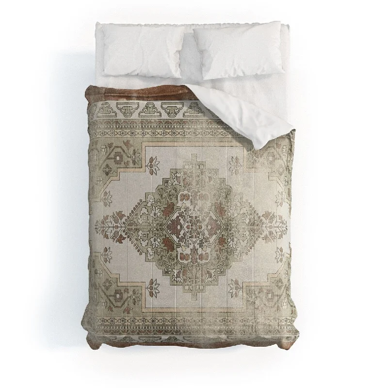 Silk - filled comforters for a luxurious and smooth touchLittle Arrow Design Co Turkish Floral Sage Brown Made To Order Full Comforter Set