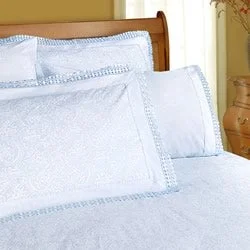 Fitted Sheets with Reinforced Corners for Long - Lasting UseMachine Lace Ice Blue Sheet Set