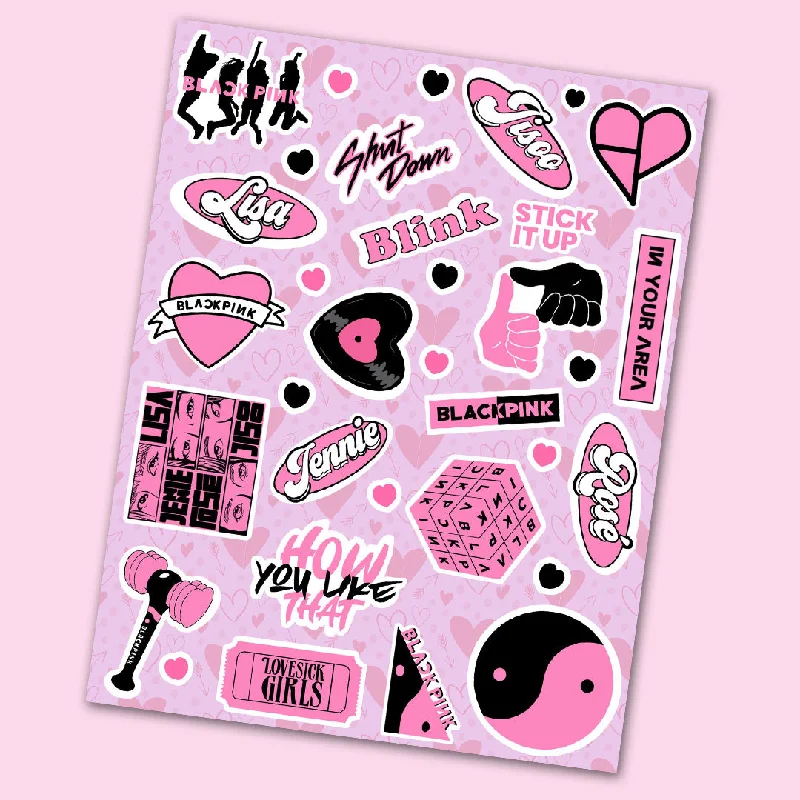 Moisture - Wicking Cotton Sheets for a Dry and Comfortable SleepBlack Pink Mini Stickers Sheet