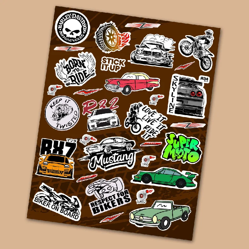 Flat Sheets with a High - Quality Finish for a Luxurious LookCar and Bike Mini Stickers Sheet