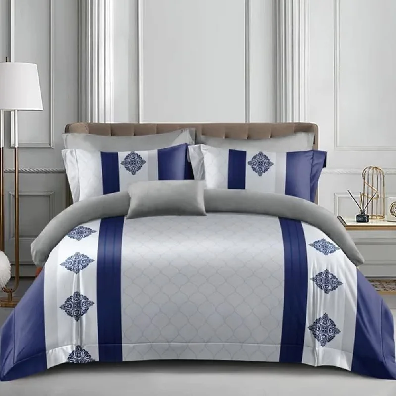 Down - filled comforters for supreme warmth and lightnessWellco Twin Comforter Set - 2 Pieces All Season Bed Set Soft Polyester Vintage Bedding Comforters- Navy&Silver