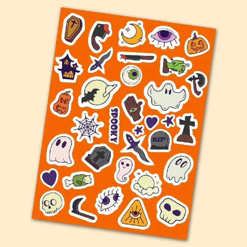 Polyester - Cotton Blend Sheets for Durability and ComfortSpooky Mini Stickers Sheet