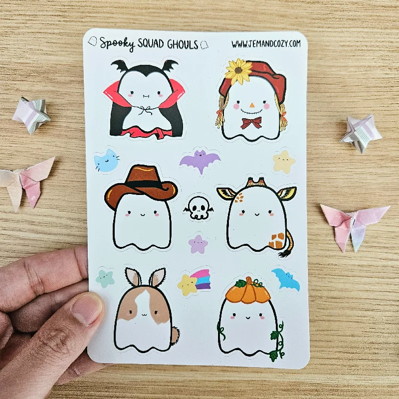 Thermal - Regulating Bamboo Sheets for All - Season ComfortSpooky Squad Ghouls Sticker Sheet (4x6")