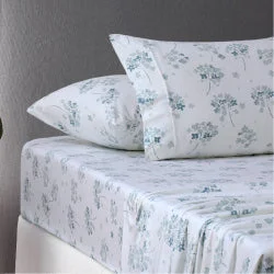 Polyester - Cotton Blend Sheets for Durability and ComfortFlower Bunch Blue Cotton Flannelette Sheet Set