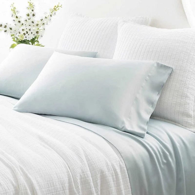 Flat Sheets with a High - Quality Finish for a Luxurious LookPine Cone Hill Silken Solid Robin's Egg Blue Sheet Set