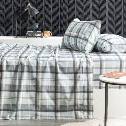 Flat Sheets with a High - Quality Finish for a Luxurious LookHeathered Plaid Flannelette Sheet Set