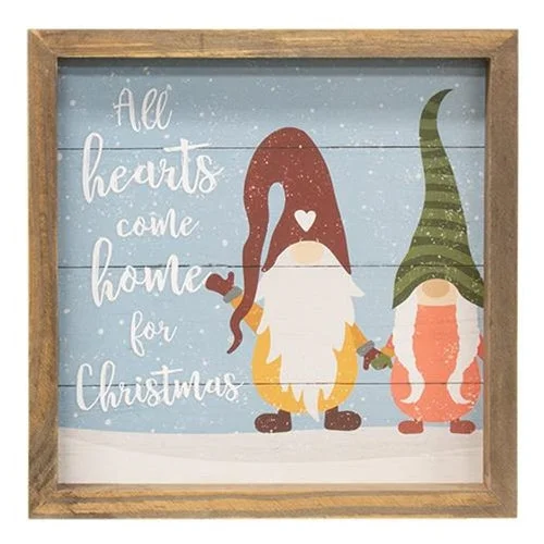 All Hearts Come Home Gnome Slat Frame