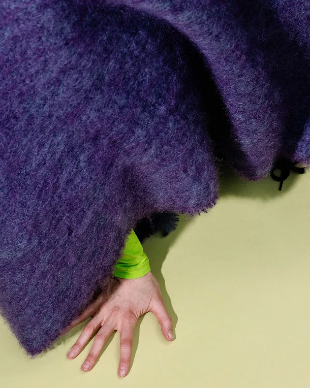 King - size blankets to cover large beds comfortablyAubergine Clash Mohair Throw Blanket