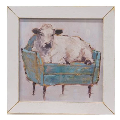 Cow Potato Print White Wash Frame