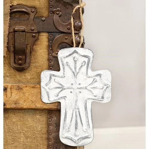 Distressed Metal Cross Ornament