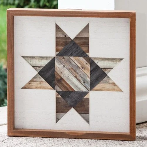 Framed Natural Barn Quilt 12"