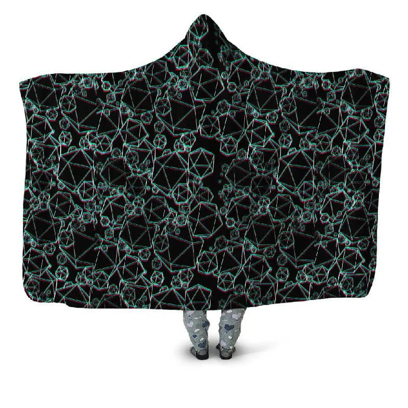 Chenille blankets with a thick and fuzzy textureIcosahedron Madness Glitch Hooded Blanket