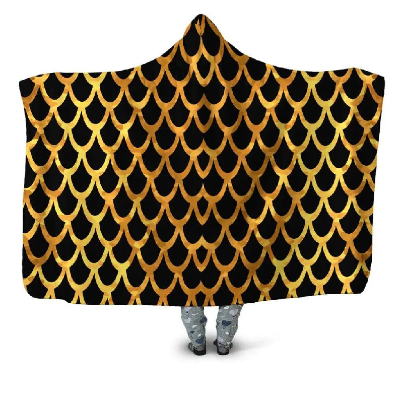 Microfiber blankets that are durable and easy to care forMermaid Scales Gold Hooded Blanket