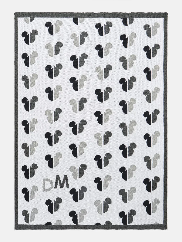 Recycled polyester blankets for an eco - conscious optionMickey Mouse Disney Custom Initial Blanket - Black/White