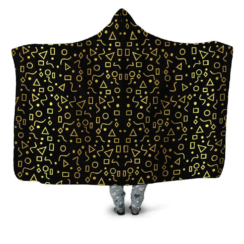 Synthetic fiber blend blankets for a budget - friendly choiceMod Gold Shapes Hooded Blanket