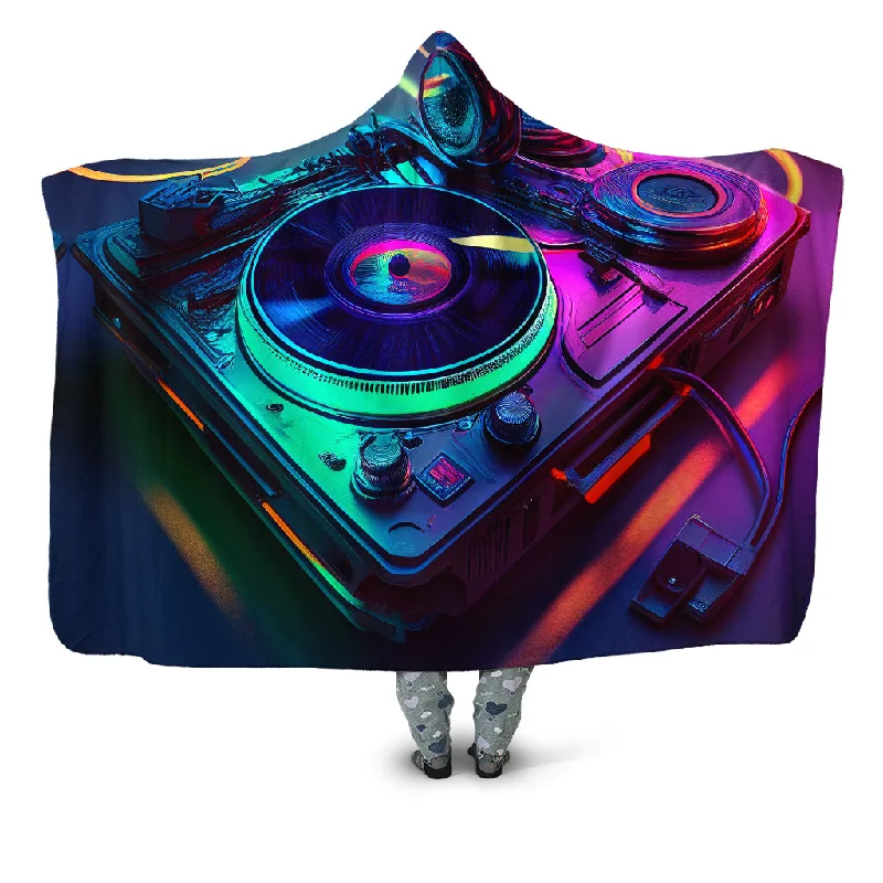 Fleece blankets for a cozy and plush textureNeon Turntables Hooded Blanket