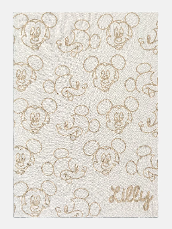 Alpaca wool blankets for a hypoallergenic and warm optionMickey Mouse Disney Outline Custom Blanket - Natural / Beige