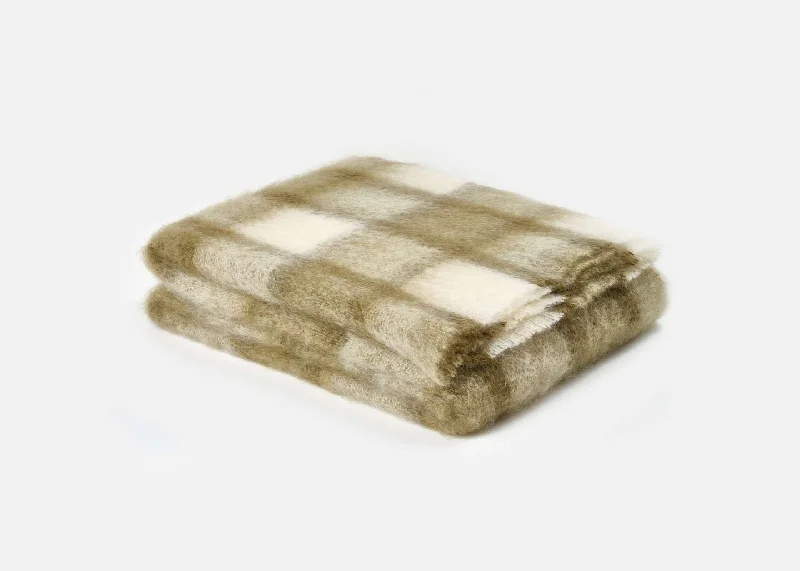 Queen - size blankets for standard - sized bedsOlive Plaid Drumin Mohair Throw Blanket