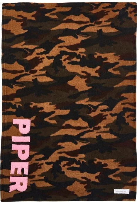 Alpaca wool blankets for a hypoallergenic and warm optionPersonalized Straight Up Baby Blanket - Camo (with pink letters)