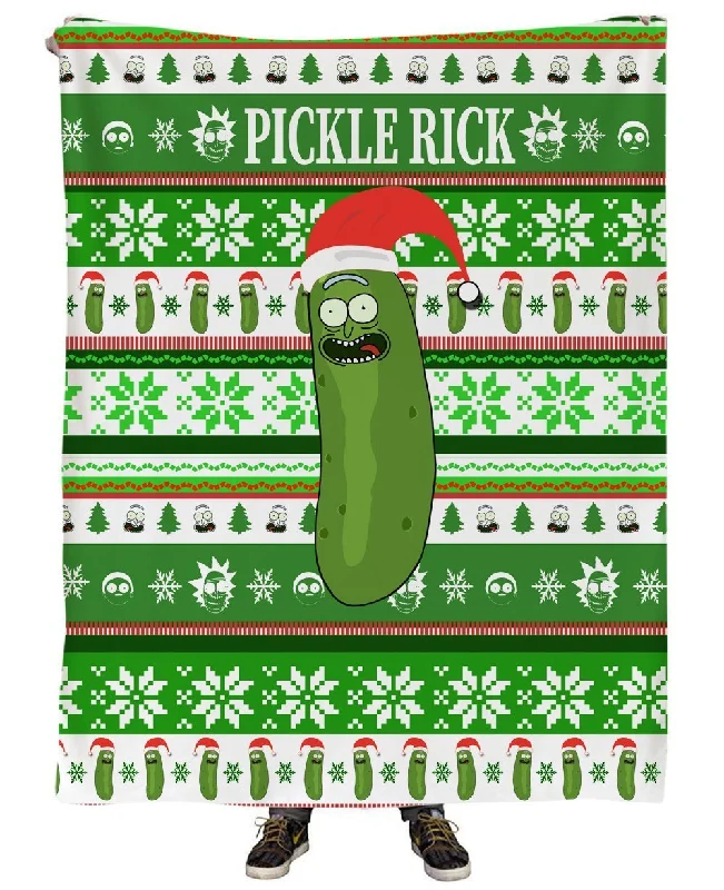 Linen blankets with a rustic and textured lookPickle Rick Plush Blanket