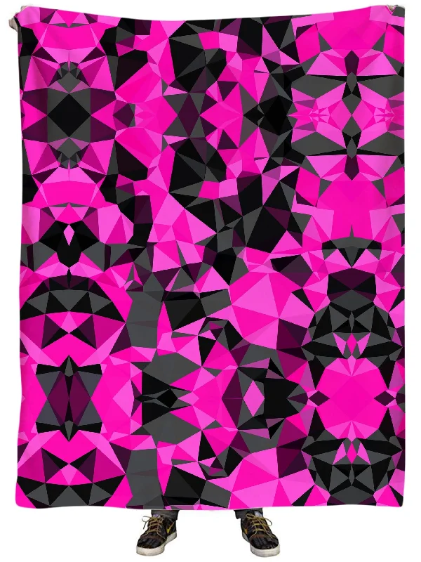 Rayon from bamboo blankets for a silky and breathable feelPink and Black Geo Plush Blanket