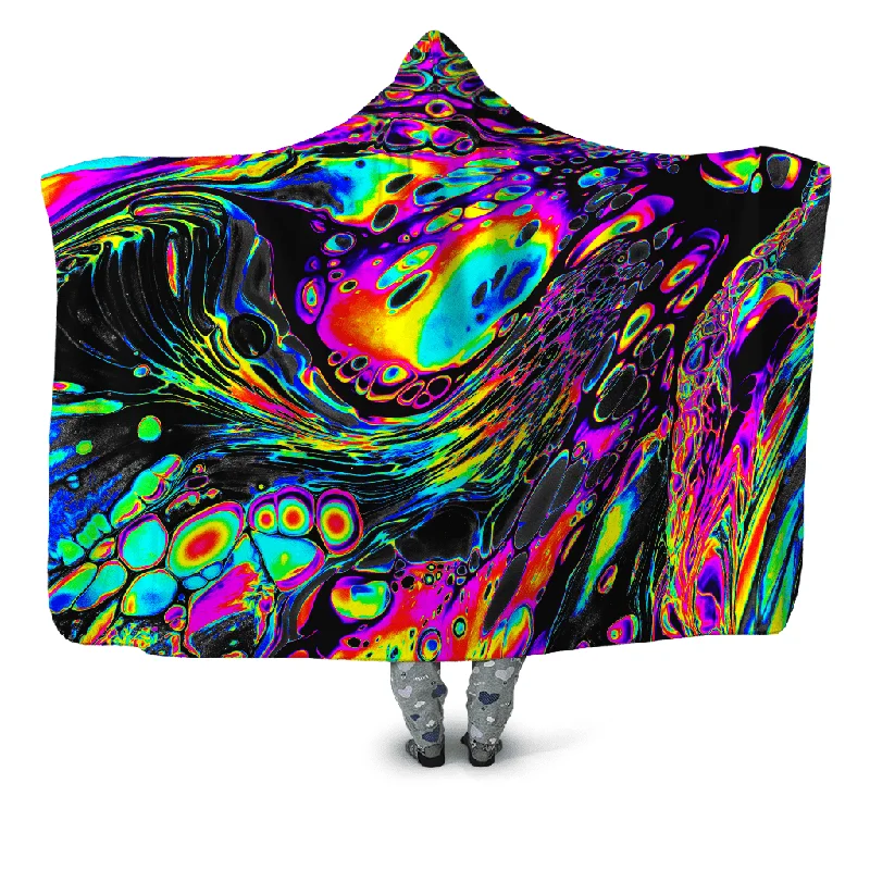 Recycled polyester blankets for an eco - conscious optionRainbow Magma Hooded Blanket