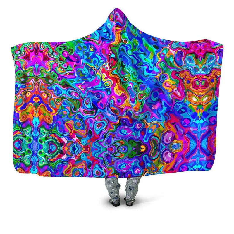 Queen - size blankets for standard - sized bedsRainbow Waves Hooded Blanket