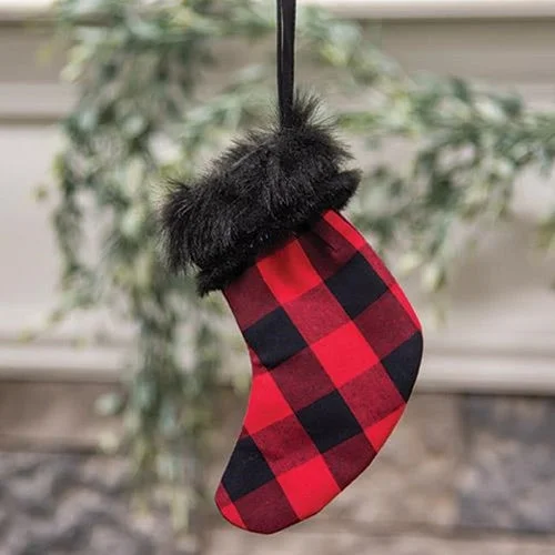 Red Buffalo Check and Faux Fur Stocking Ornament