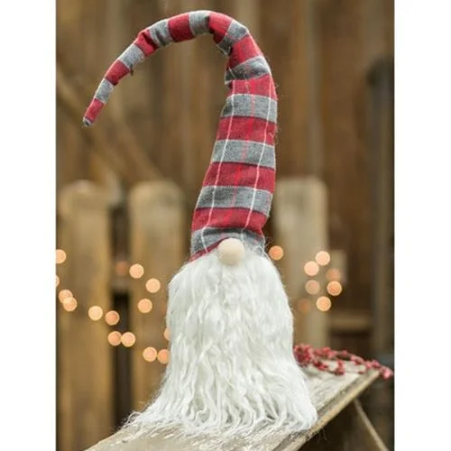 Red/Grey Plaid Gnome Ornament