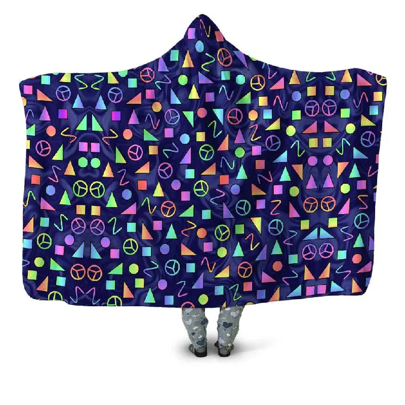 Acrylic blankets for a soft and affordable alternativeRetro Shapes Peace Symbols Blue Hooded Blanket