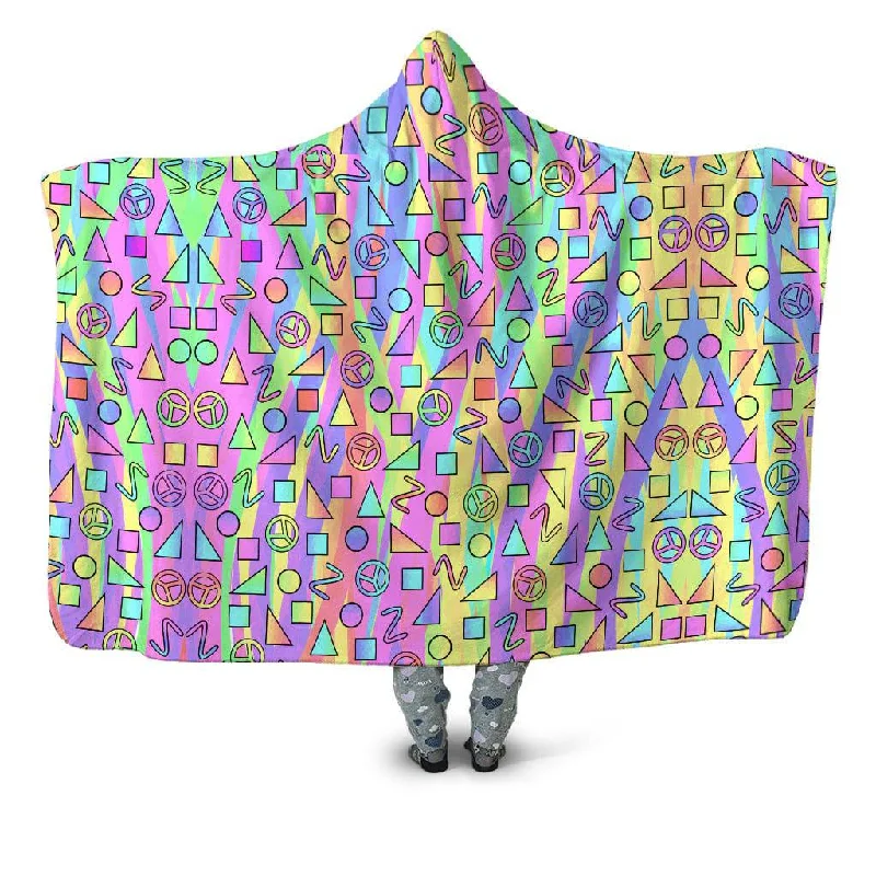 King - size blankets to cover large beds comfortablyTrippy Retro Peace Signs Hooded Blanket