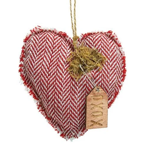 XOXO Mini Stripe Fringe Heart Ornament